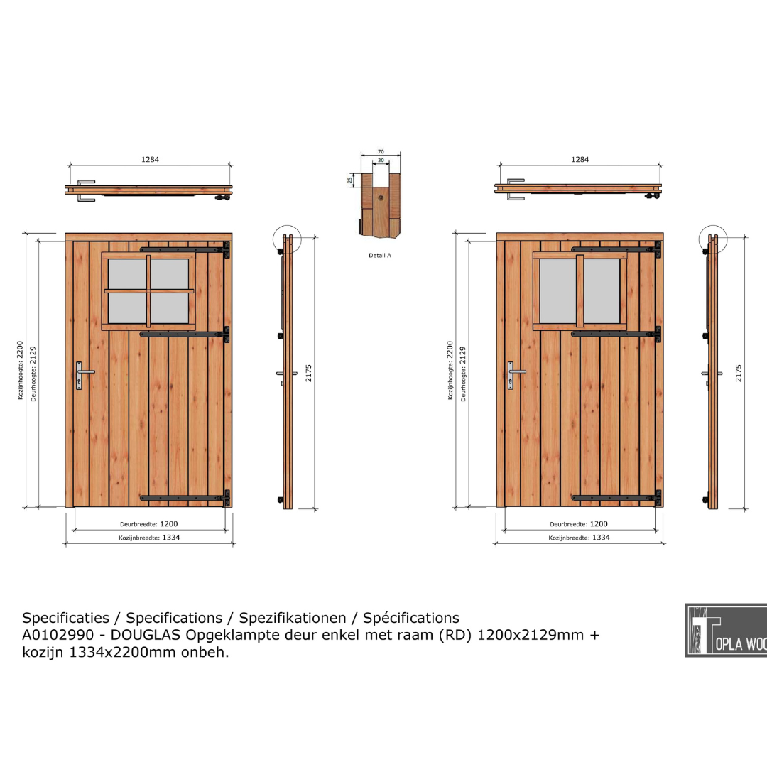 Douglas deur enkel met raam