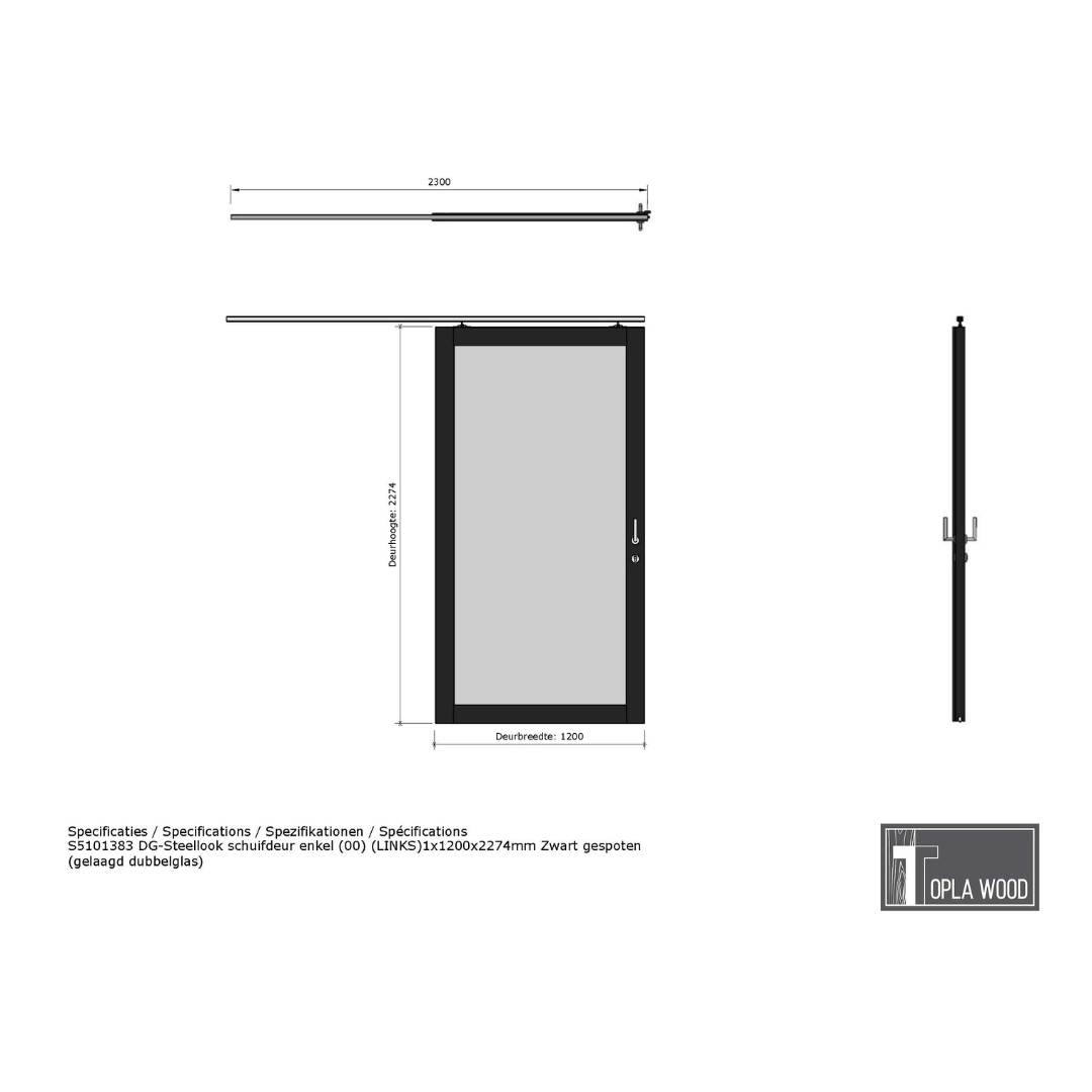 Steellook schuifdeur enkel