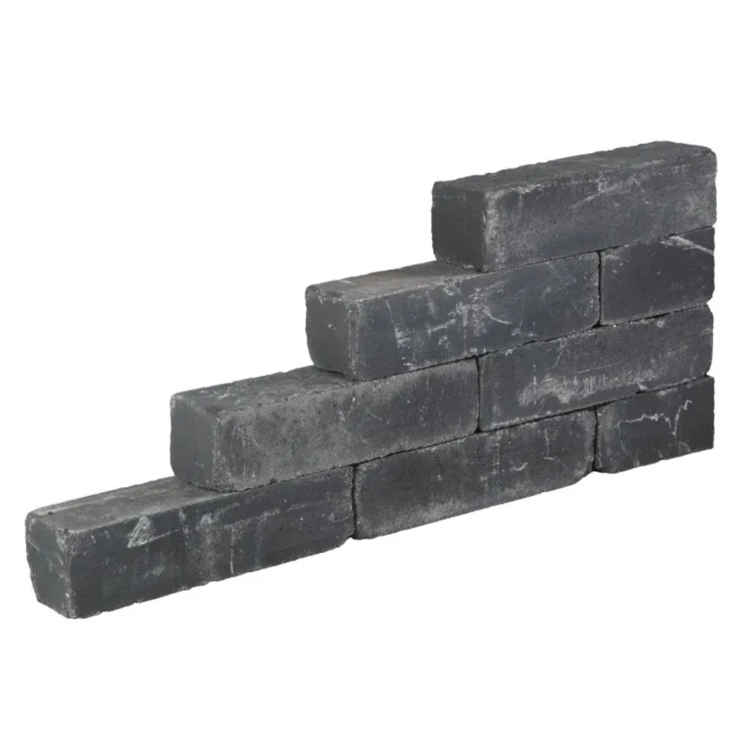 Muurblok Getrommeld Black