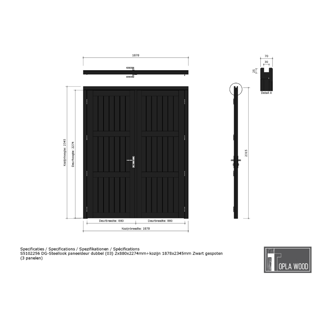 Steellook paneeldeur dubbel